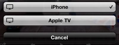 Selecting iPhone or Apple TV from Remote